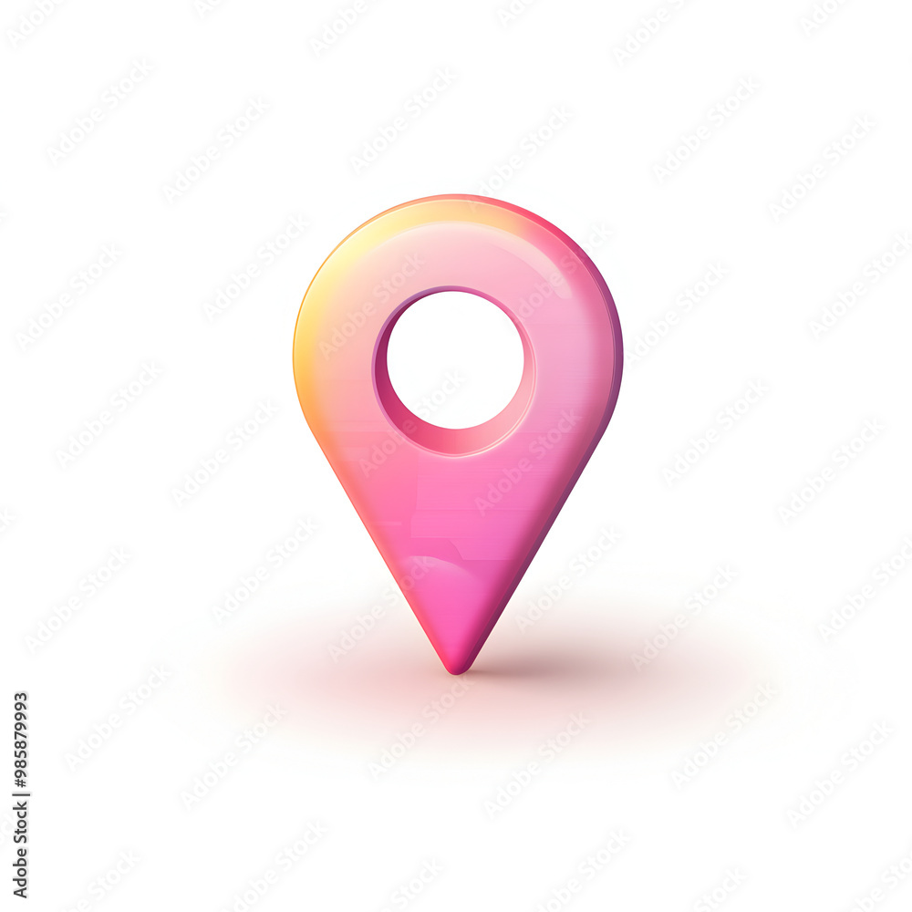 Glossy pink location pin icon on white background
Glossy pink location pin icon on white background