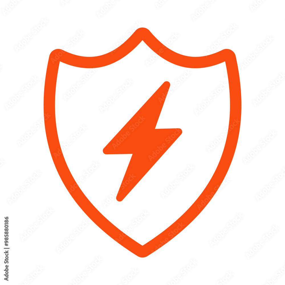 Electric shield icon. Surge protection, electricity safety. Shield and lightning Electric shield icon. Surge protection, electricity safety. Shield and lightning