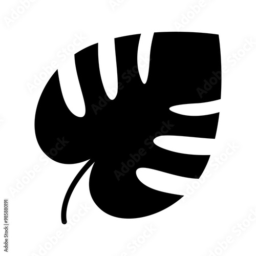 Monstera leaf icon. Monstera leaves silhouette isolated on a white background.