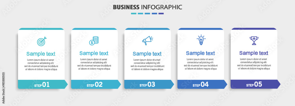 Business infographic template with 5 options or steps. Can be used for workflow layout, diagram, annual report, web design Business infographic template with 5 options or steps. Can be used for workflow layout, diagram, annual report, web design