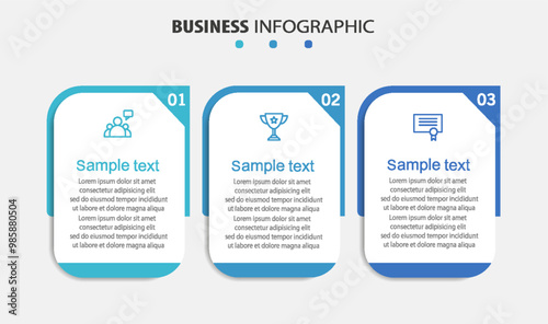 Infographic design template with icons and 3 options or steps. Can be used for process diagram, presentations, workflow layout, banner, flow chart, info graph	