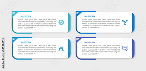 Business infographic design template with 4 options, steps or processes. Can be used for workflow layout, diagram, annual report, web design