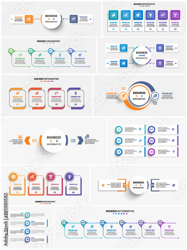 Collection of business infographic. Can be used for workflow layout, diagram, number options, web design