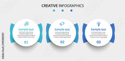 Infographic design template with icons and 3 options or steps. Can be used for process diagram, presentations, workflow layout, banner, flow chart, info graph	