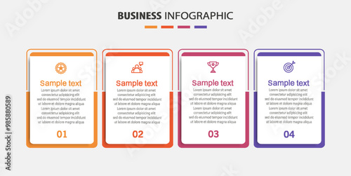 Business infographic design template with 4 options, steps or processes. Can be used for workflow layout, diagram, annual report, web design