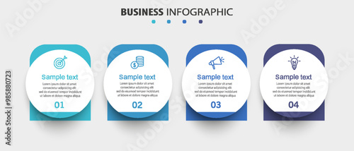 Business infographic design template with 4 options, steps or processes. Can be used for workflow layout, diagram, annual report, web design