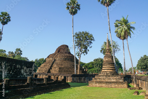 the ancient si satchanalai historical park at sukhothai province, thailand