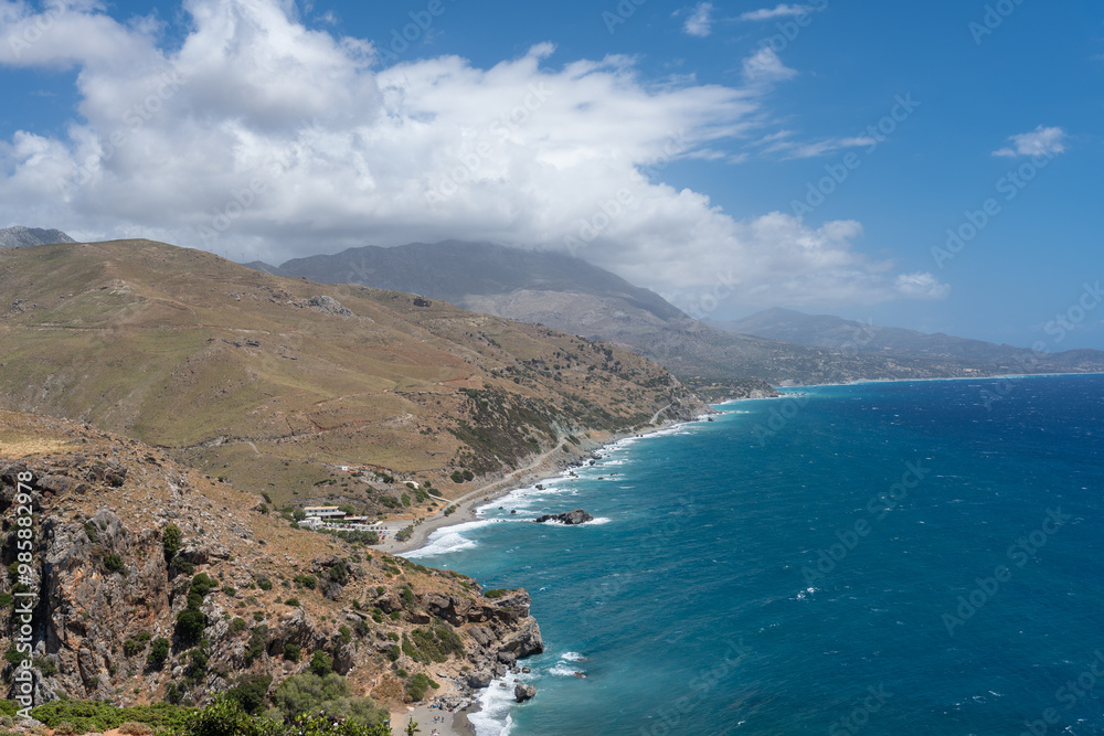 Obraz premium Crête, île grecque, plage, montagne, randonnées, architecture, paradis