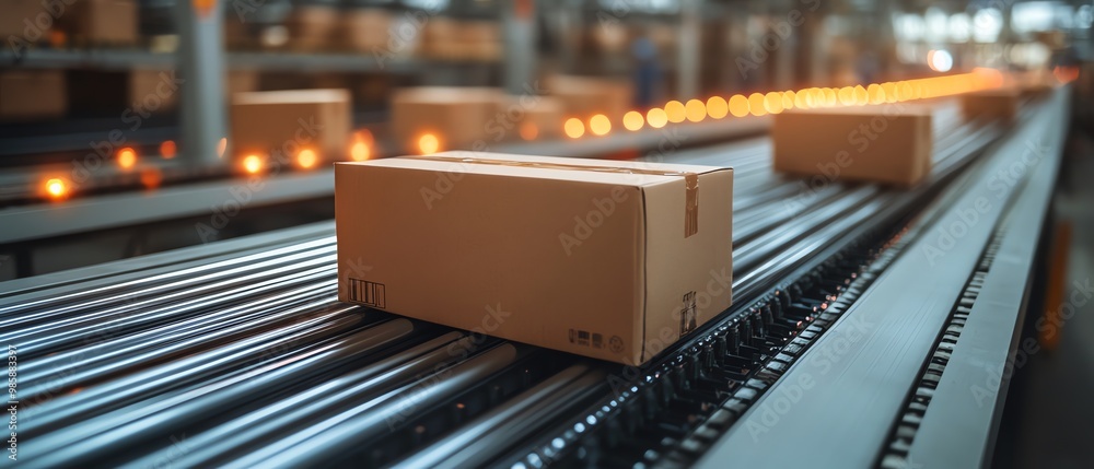 Package being scanned at a delivery hub Package being scanned at a delivery hub
