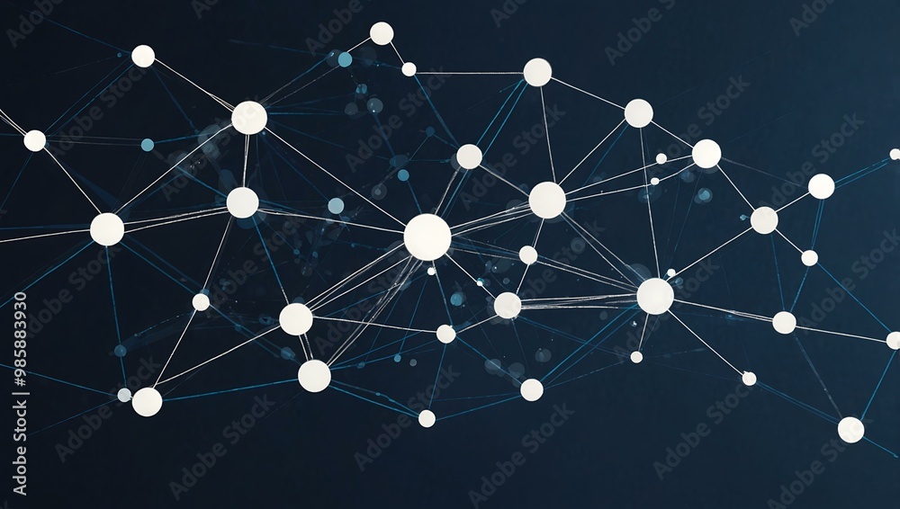 Abstract network design with white nodes over a blue background. Abstract network design with white nodes over a blue background.