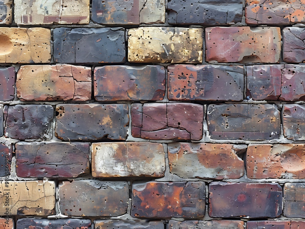 Aged brick texture weathered red bricks and rough mortar showing natural wear and tear ideal for urban or industrial backgrounds Aged brick texture weathered red bricks and rough mortar showing natural wear and tear ideal for urban or industrial backgrounds