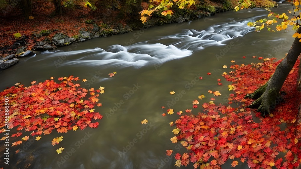 river with autumn river with autumn