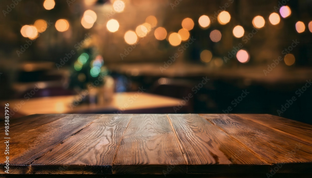 Wooden Table with empty space and blurry background. Generated image Wooden Table with empty space and blurry background. Generated image