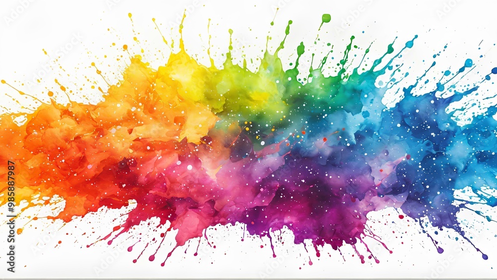 Fototapeta premium watercolor rainbow splash, rainbow splashes, spray-paint style, color field. Generative AI