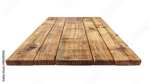 Empty wooden table top isolated on transparent background, png