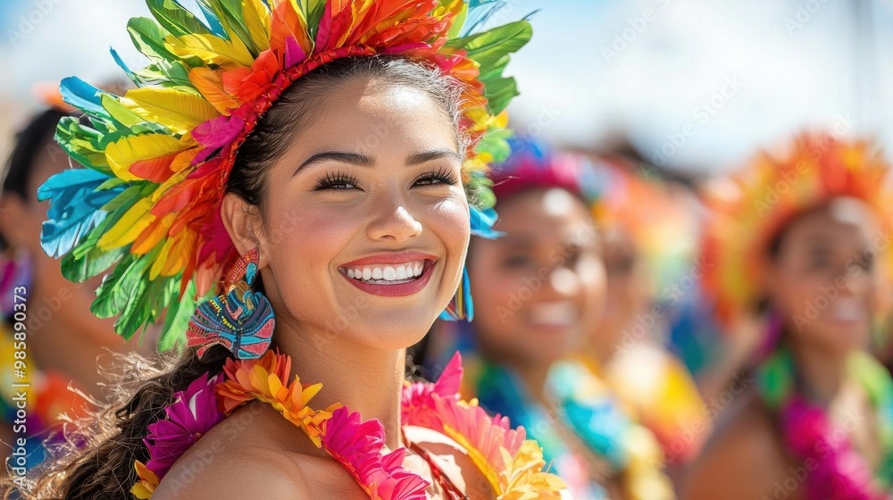 Colorful Heiva Festival, Polynesian Dance Competition Participants in the Heiva festival performing Polynesian dances, showcasing vibrant costumes and competitive spirit Colorful Heiva Festival, Polynesian Dance Competition Participants in the Heiva festival performing Polynesian dances, showcasing vibrant costumes and competitive spirit