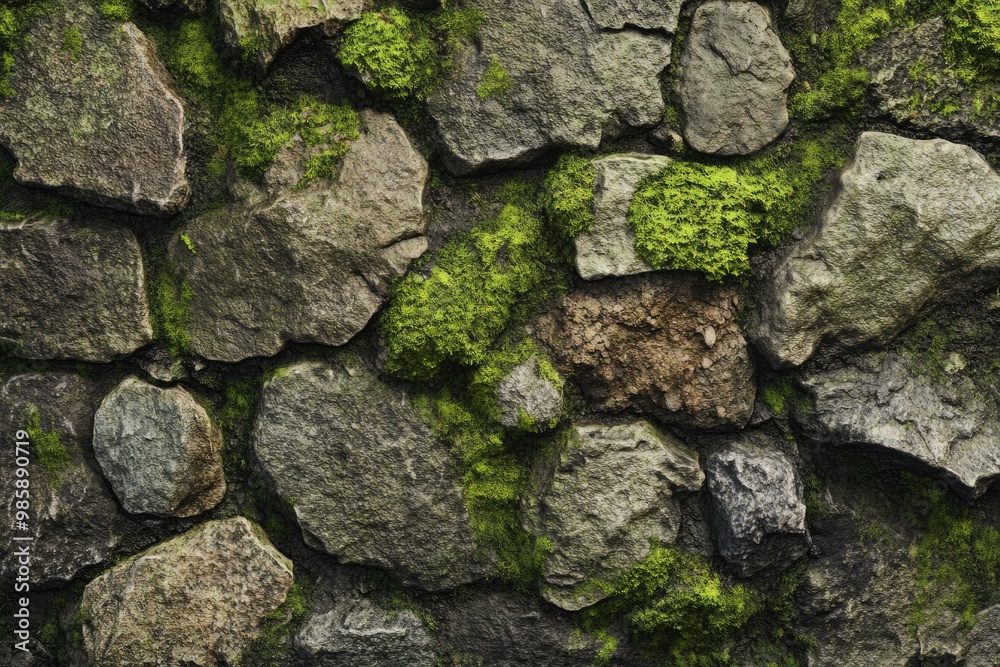 Moss - covered stone texture with vibrant green and earthy tones Moss - covered stone texture with vibrant green and earthy tones