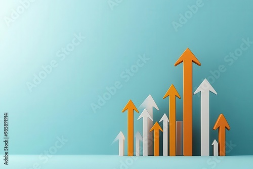 Colorful arrows rising upward symbolize growth, progress, and success in business and finance. Perfect for motivational themes. photo