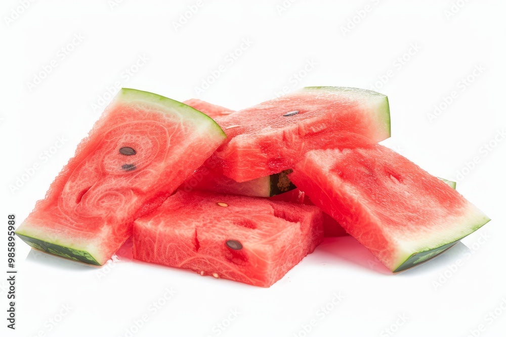 Pieces of fresh watermelon isolated on white Pieces of fresh watermelon isolated on white