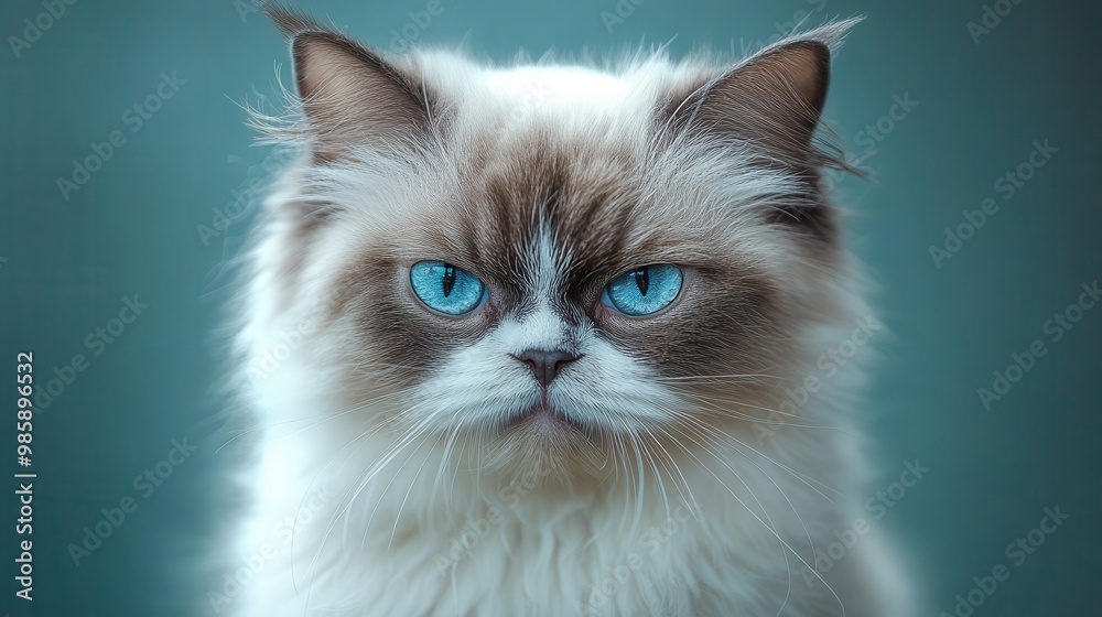 endearing portrait of a grumpy cat exaggerated frown and expressive eyes fluffy white fur contrasting against plain backdrop capturing feline attitude endearing portrait of a grumpy cat exaggerated frown and expressive eyes fluffy white fur contrasting against plain backdrop capturing feline attitude