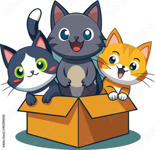 Mischievous kittens playing with a card.