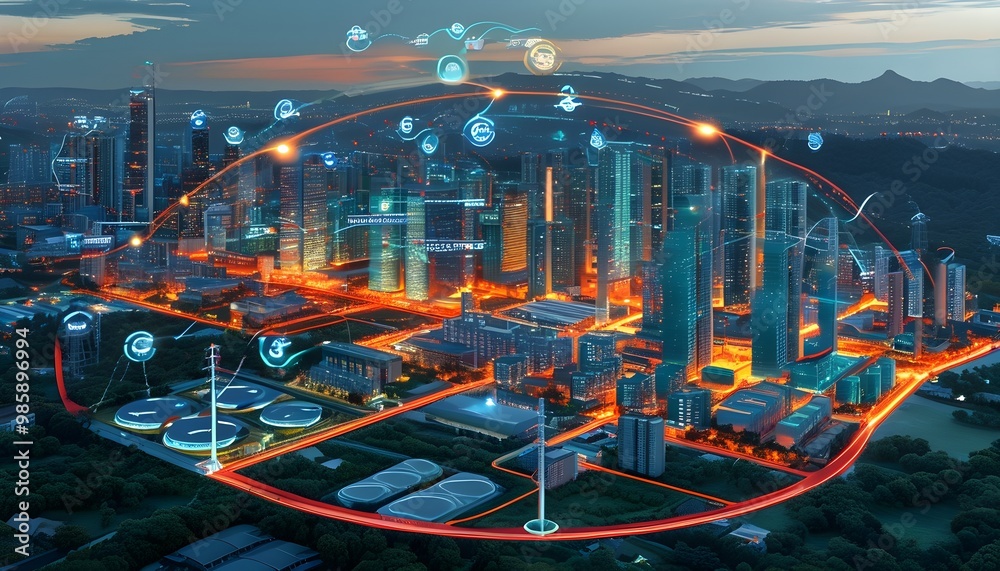 Advanced smart grid map showcasing real-time data overlays and energy ...