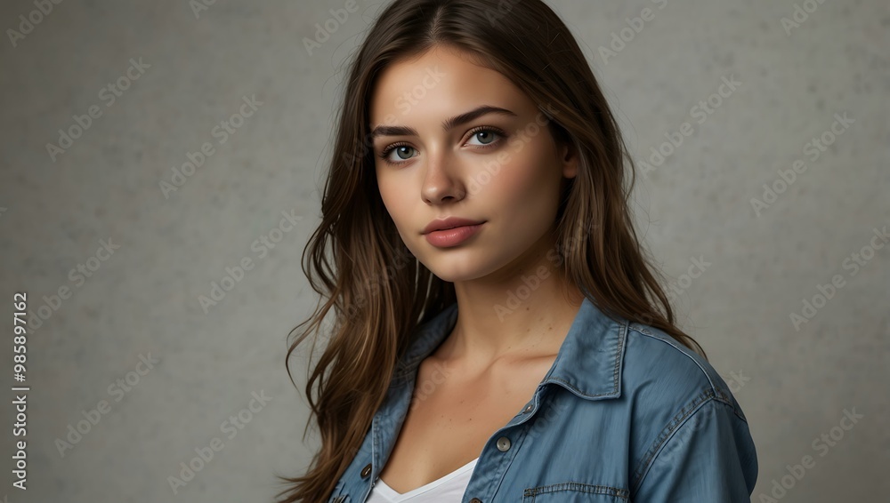 Beautiful girl model in casual clothes against a white background. Beautiful girl model in casual clothes against a white background.