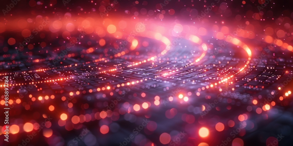 Obraz premium Abstract Digital Art with Glowing Lights