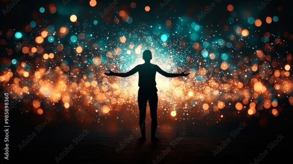 A person surrounded by a radiant aura, confidently facing challenges, symbolizing the strength of a positive mental attitude A person surrounded by a radiant aura, confidently facing challenges, symbolizing the strength of a positive mental attitude