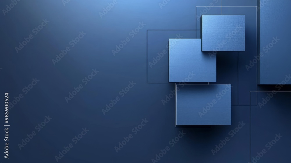 Abstract blue geometric background with overlapping squares, representing simplicity, modernity, structure, technology, and design. Abstract blue geometric background with overlapping squares, representing simplicity, modernity, structure, technology, and design.