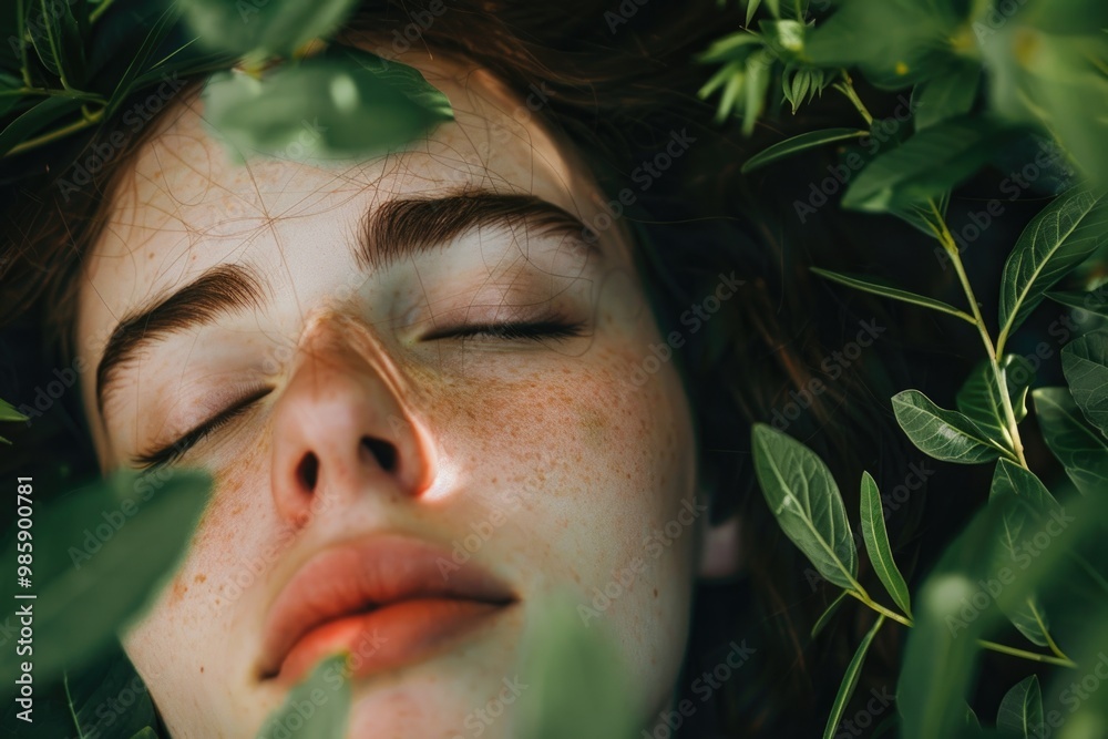 A close-up shot of a person with their eyes shut, focusing on the facial expression and details A close-up shot of a person with their eyes shut, focusing on the facial expression and details