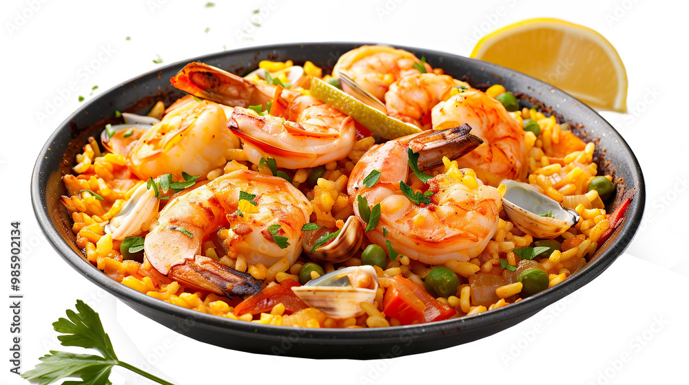 Paella food isolated on transparent background, png Paella food isolated on transparent background, png