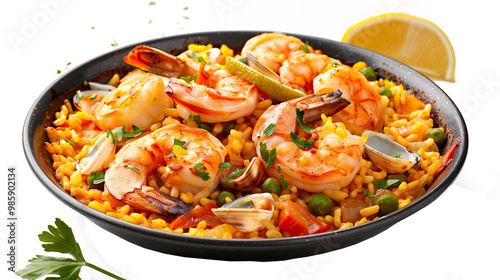 Paella food isolated on transparent background, png