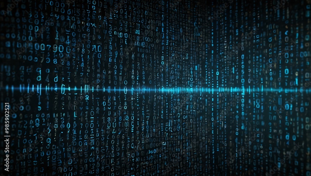 Blue technology background with binary code matrix. Blue technology background with binary code matrix.