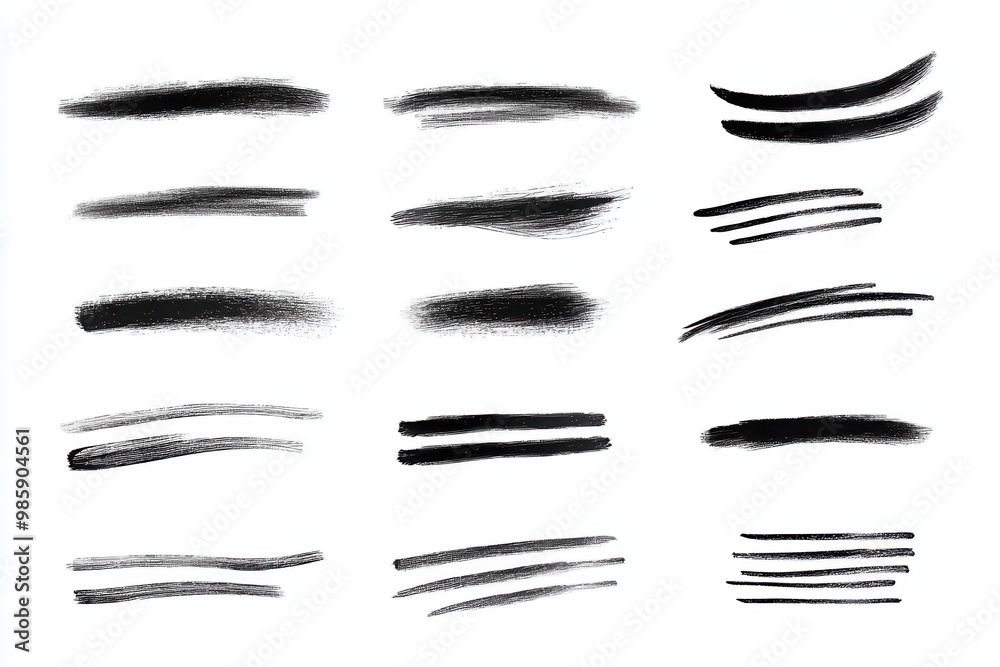 Fototapeta premium Hand drawn pencil lines and squiggles set.