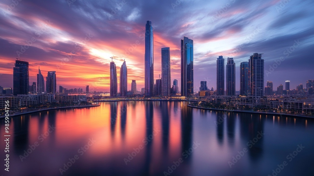 Fototapeta premium Dubai Skyline at Sunset