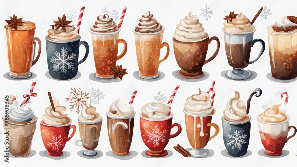 Hot winter drinks, illustration Hot winter drinks, illustration