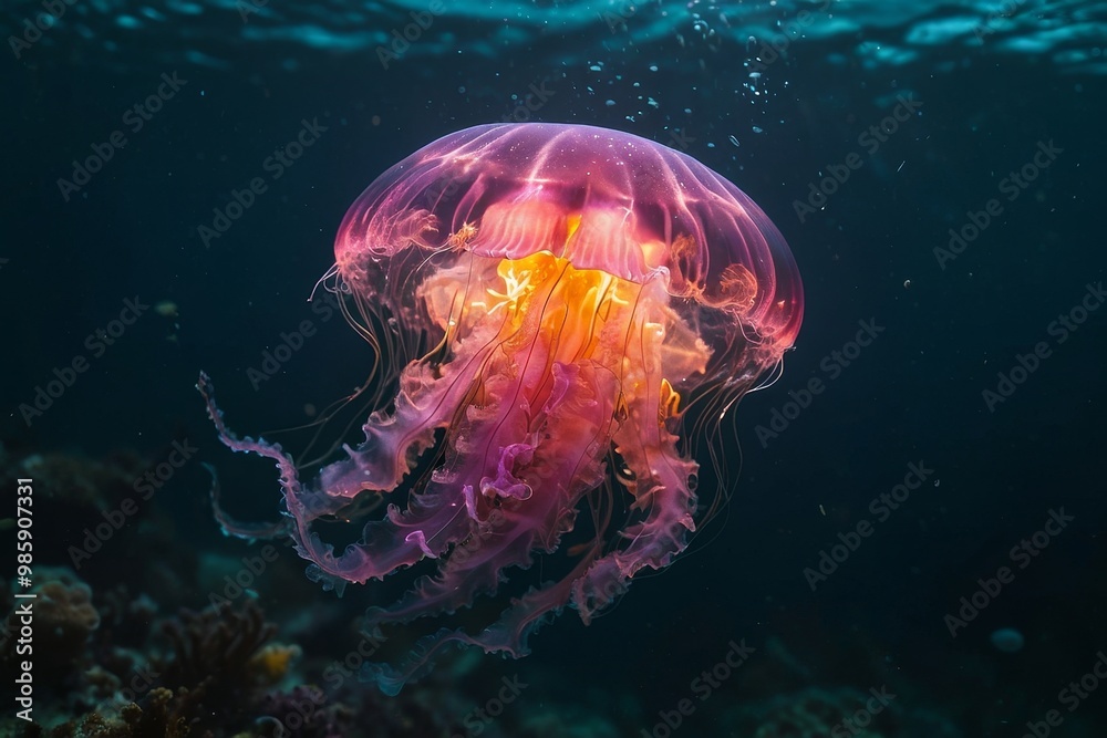 Fototapeta premium Jellyfish Floating in the Deep