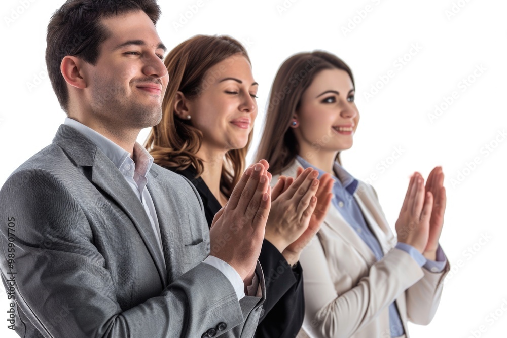 Group of professionals showing appreciation and approval in a meeting or presentation Group of professionals showing appreciation and approval in a meeting or presentation
