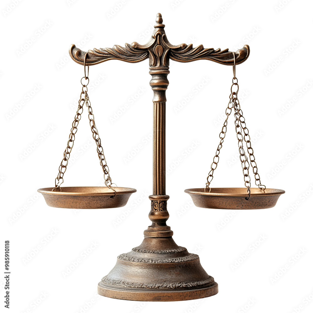 Justice scales, white isolate background Justice scales, white isolate background
