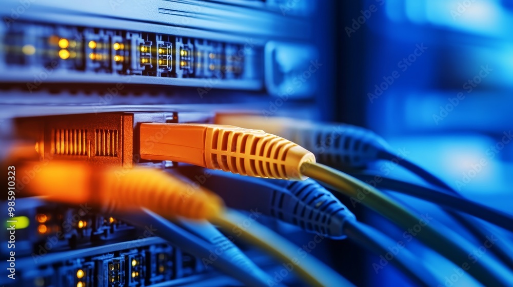 High-Speed Data Transfer: Network Cables Connected, showcasing the essential elements of a robust network infrastructure.