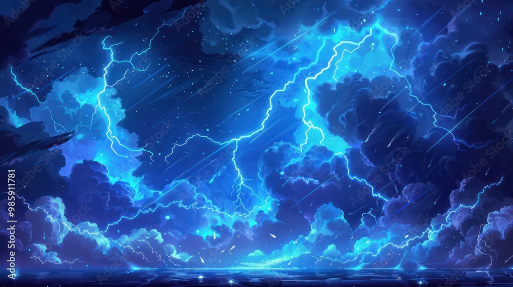 Fototapeta premium Lightning Storm over Water