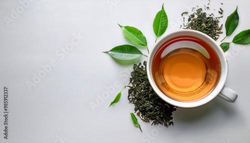 Cup of green tea isolated on white. generative Image