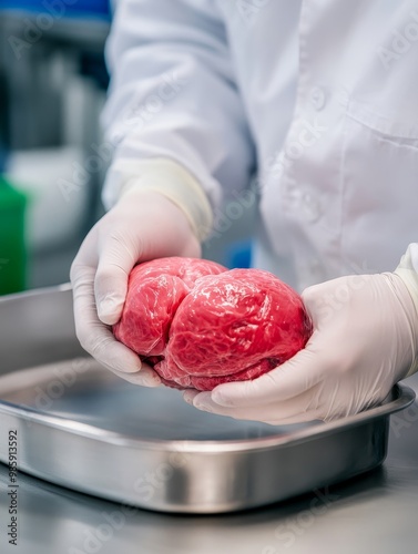 Researchers carefully examine a 3D-printed organ, a testament to the potential of bioprinting in healthcare. This innovative technology holds promise for organ transplantation, drug testing, and disea photo