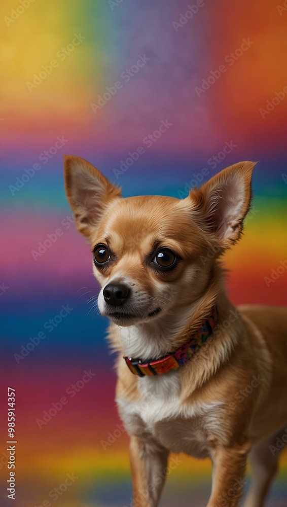 Chihuahua on a colorful background.