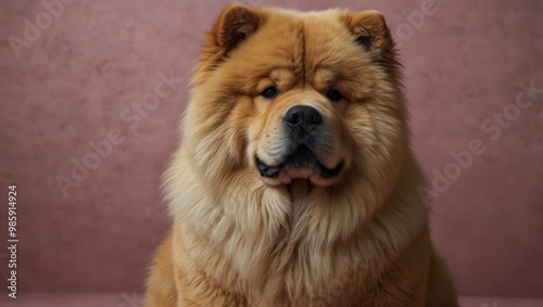 Chow Chow on a colored background.