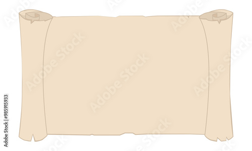Blank scroll or treasure map template. Vector illustration in flat style