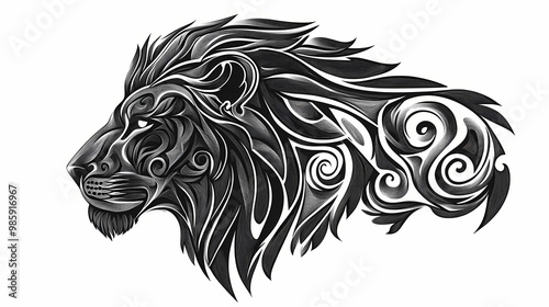 Wallpaper Mural Head of lion. Tribal Art. Illustration Torontodigital.ca