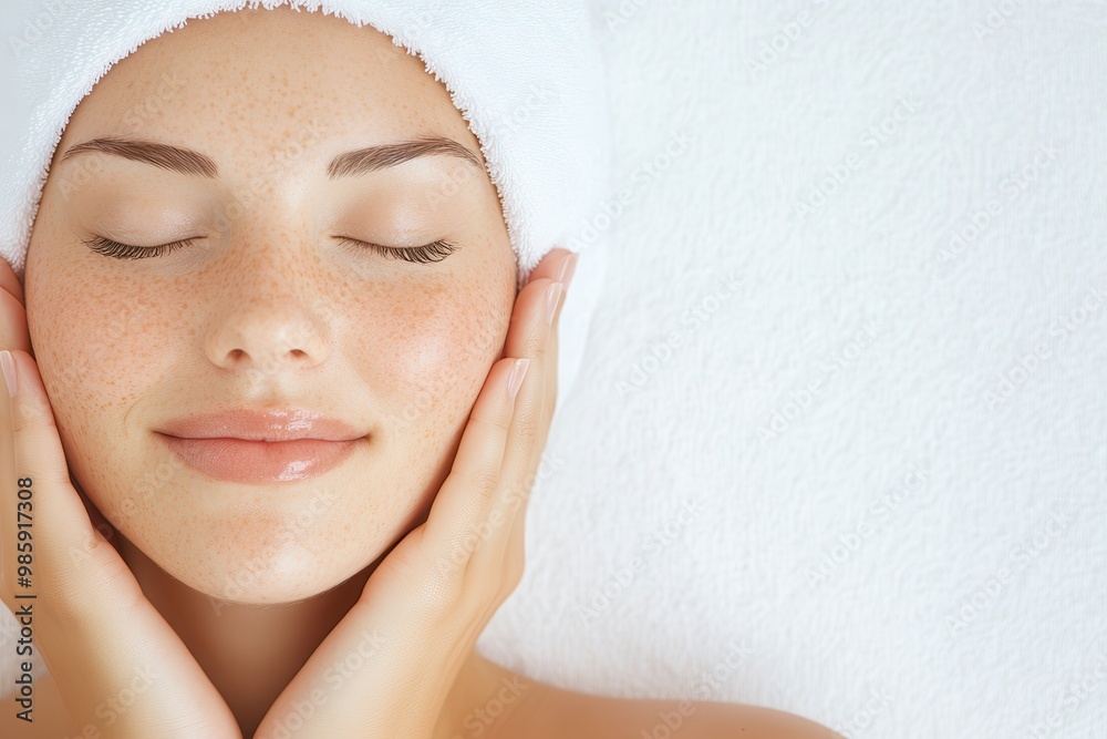 woman applying cream on face woman applying cream on face