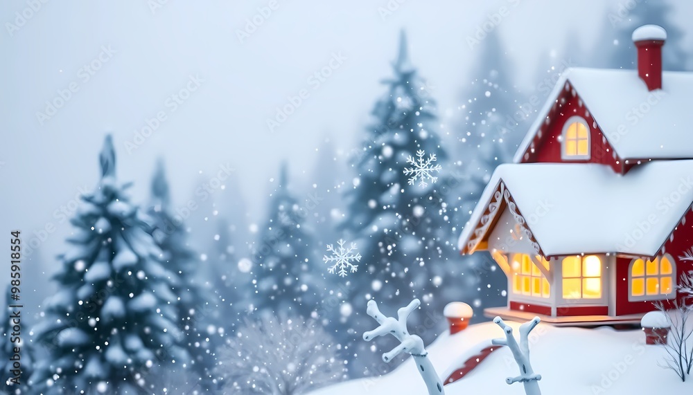 Naklejka premium Winter house in the snow